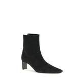 Khaite Black Leather Ankle Boots